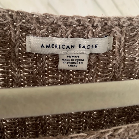 American Eagle Gray/White ScoopNeck Cropped Sweatr - Picture 2 of 4